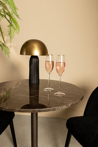 Plaza bistrotafel rond bruin marmer taupe basis