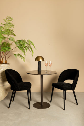 Plaza bistrotafel rond bruin marmer taupe basis