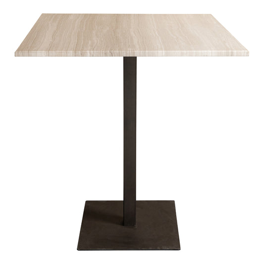 Plaza bistrotafel vierkant wit marmer taupe basis