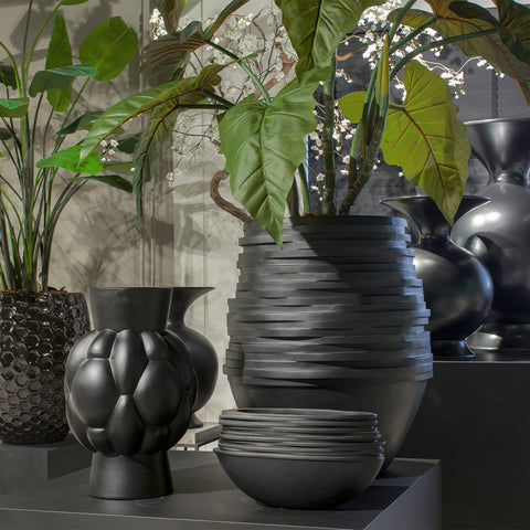 Pot Rose Oval Black Matte L50 W20 H25