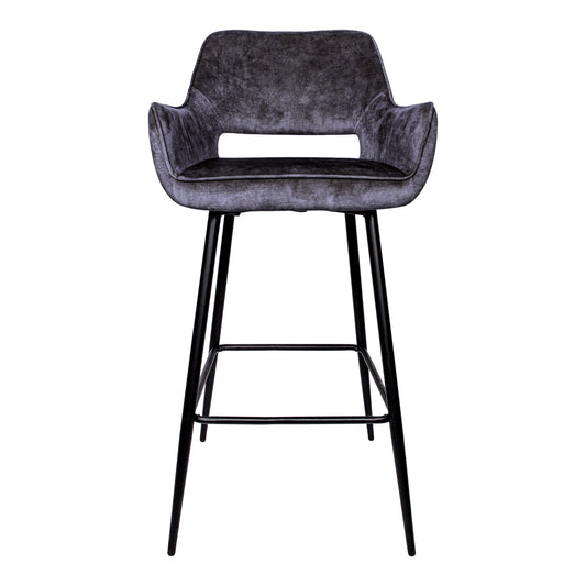 PTMD Fallon Velvet bar stool anthracite with black legs Only.