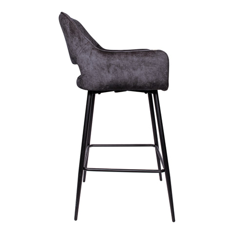 PTMD Fallon Velvet bar stool anthracite with black legs Only.