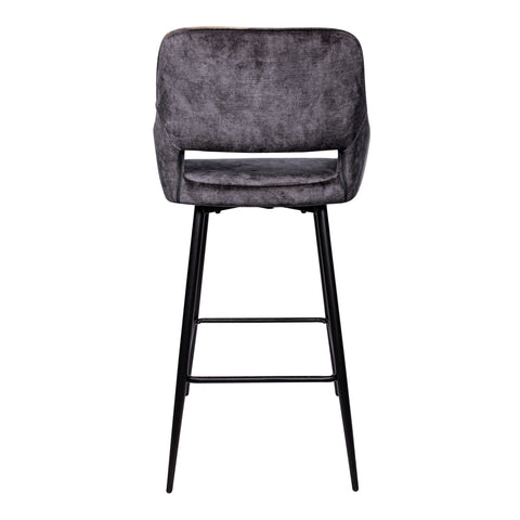 PTMD Fallon Velvet bar stool anthracite with black legs Only.