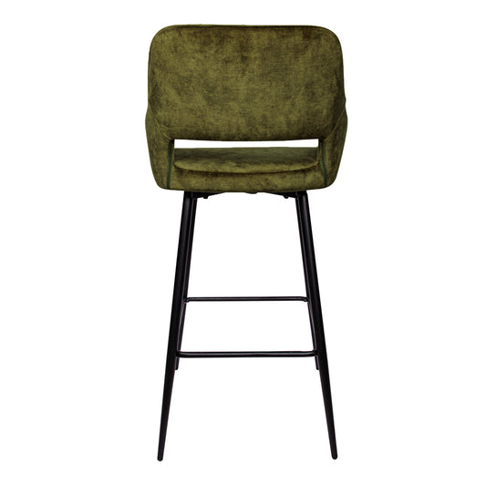 PTMD Fallon Velvet bar stool green with black metal