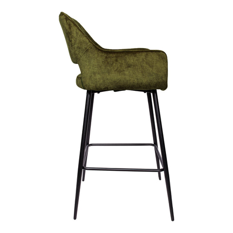 PTMD Fallon Velvet bar stool green with black metal