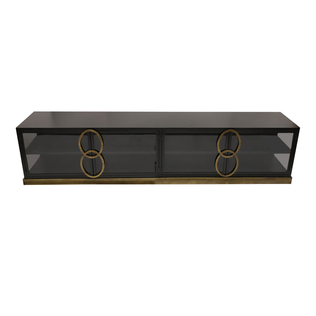 Riho Black metal cabinet low smoky glass doors