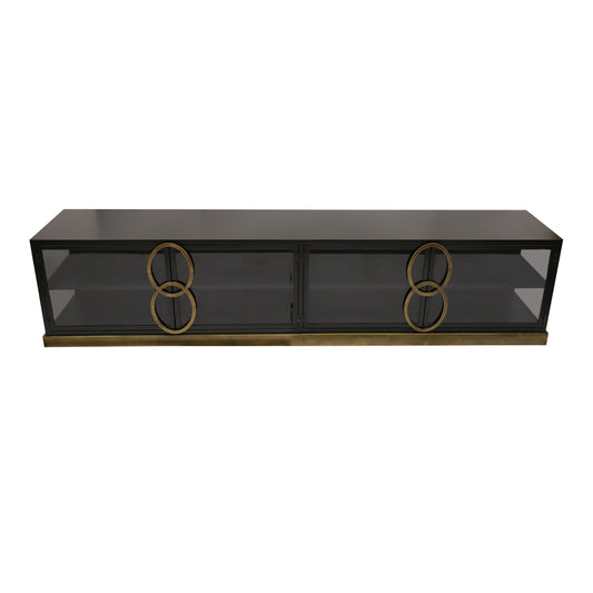 Riho Black metal cabinet low smoky glass doors