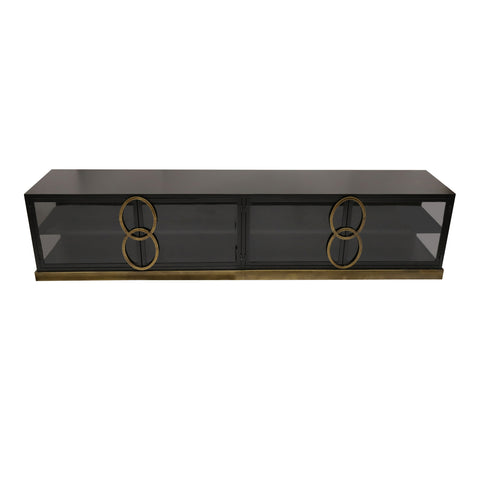 Riho Black metal cabinet low smoky glass doors