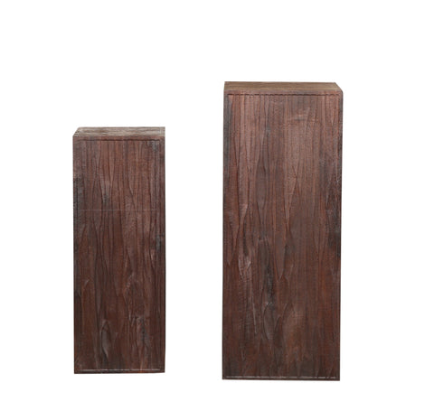 Riko Brown mango wood wavy carved pedestal SV2