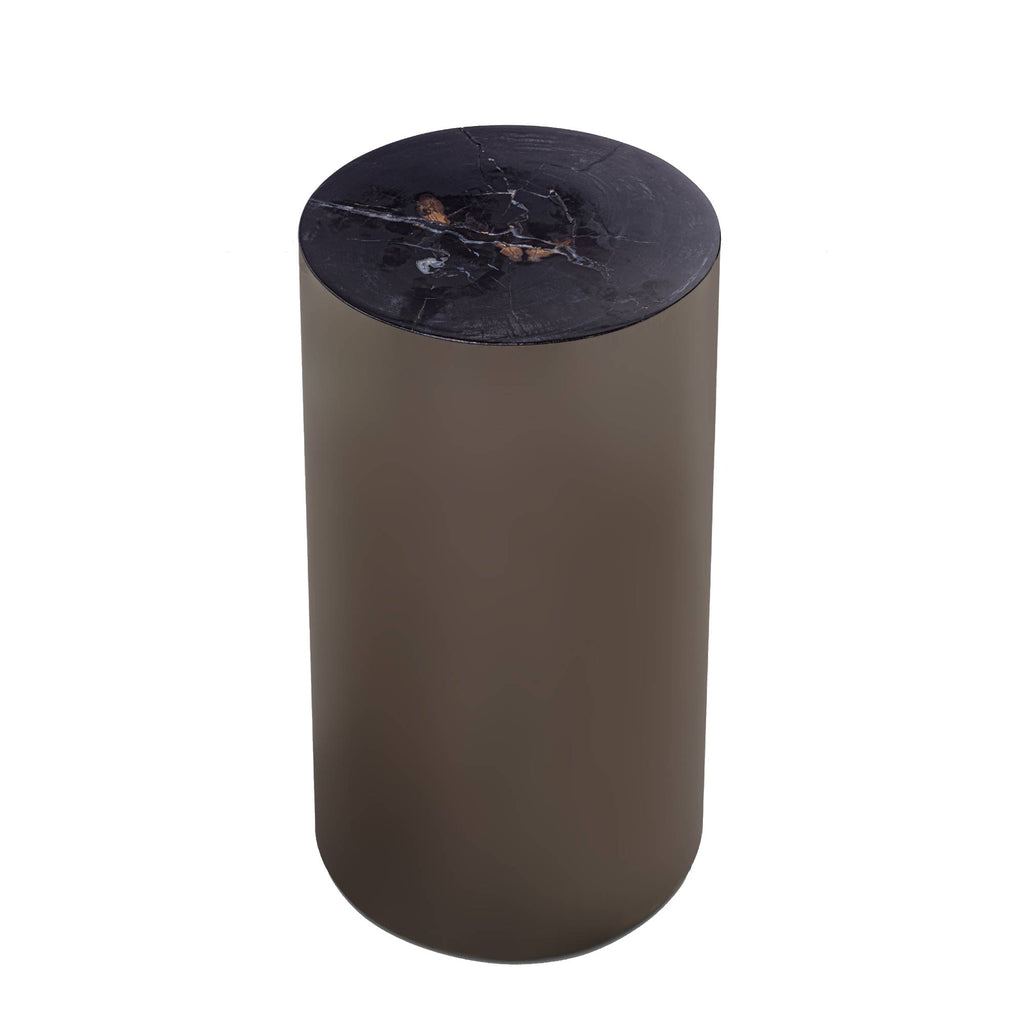 Rillix Black petrified wood sidetable nickel round