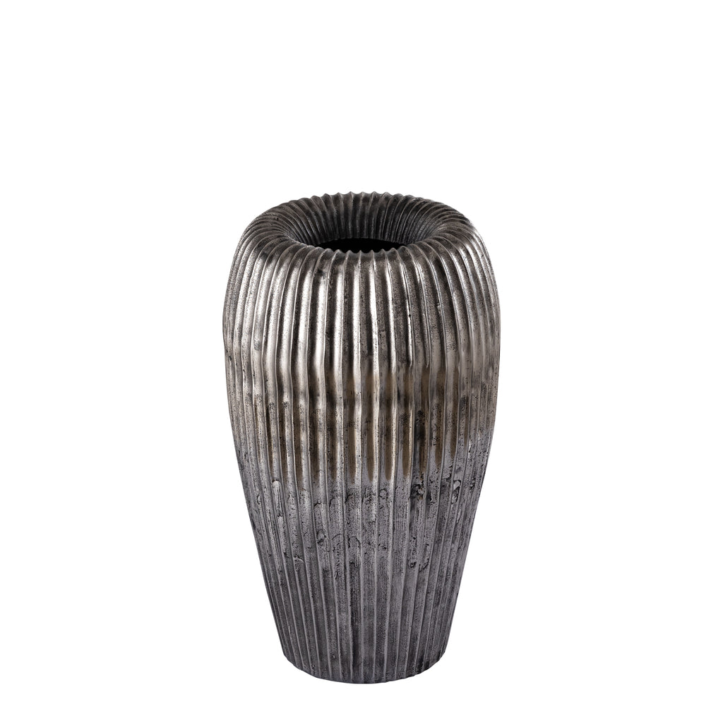 Zilver Aluminium Pot met Ribbel Design - PTMD Russel (Klein)