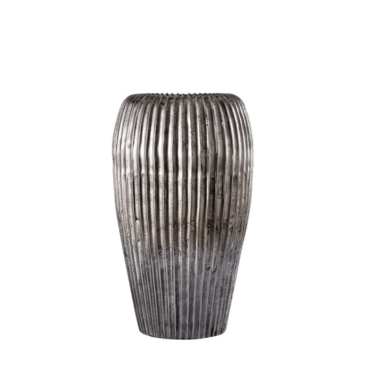 Zilver Aluminium Pot met Ribbel Design - PTMD Russel (Klein)