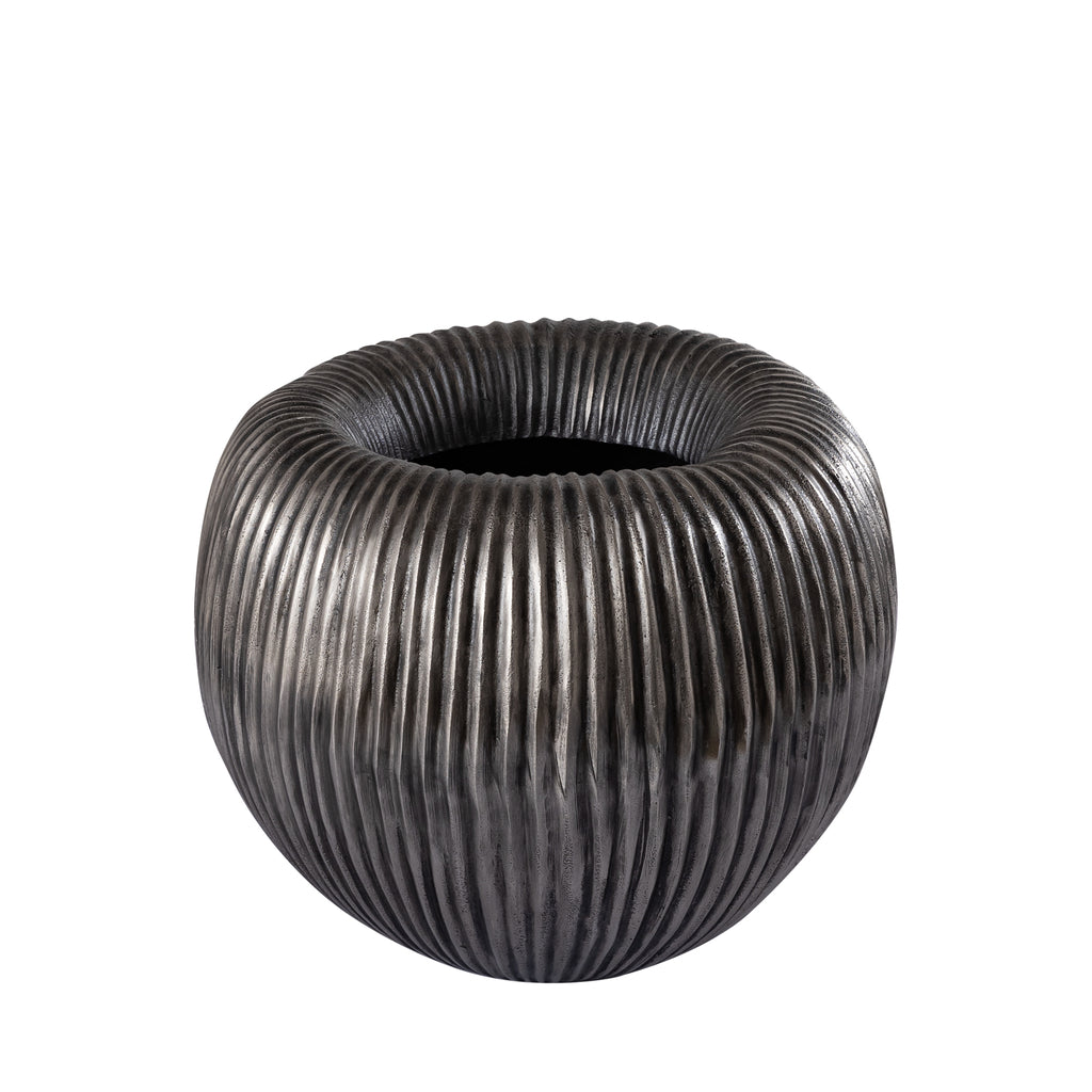 Russel Silver Aluminium Bloempot - Ribbel Design S | PTMD