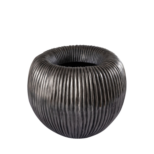 Russel Silver Aluminium Bloempot - Ribbel Design S | PTMD