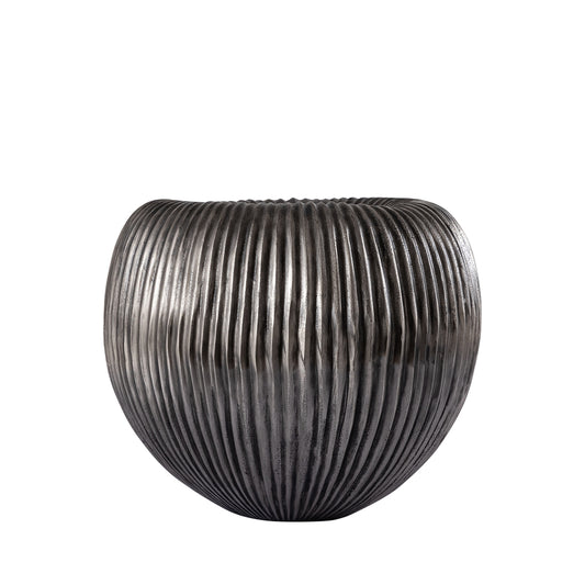 Russel Silver Aluminium Bloempot - Ribbel Design S | PTMD