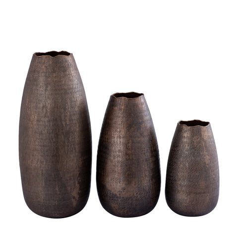 Semin Copper alu round rustic pot wavy edge L