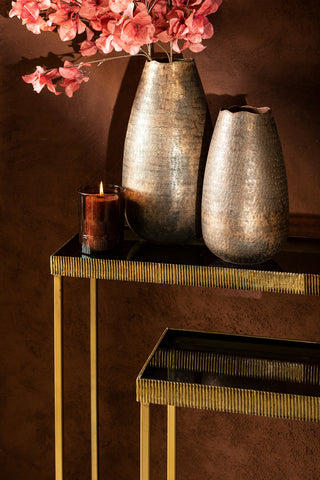 Semin Silver alu round rustic pot wavy edge L translates to "Semin Silver alu ronde rustieke pot met golvende rand L" in Dutch.