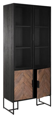 Mostrar Criss Cross, 2 puertas de vidrio/metal, 2 puertas de madera