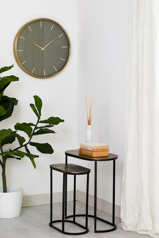Mesa auxiliar S/2 máx 53x26x53 cm BOCOV bronce antiguo-negro
