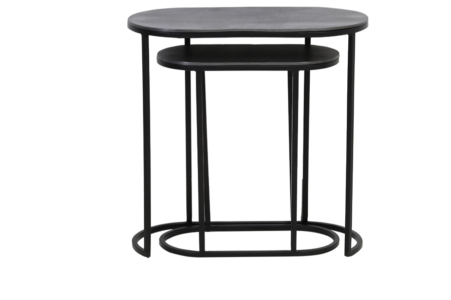 Table d'appoint S/2 max 53x26x53 cm BOCOV plomb antique-noir