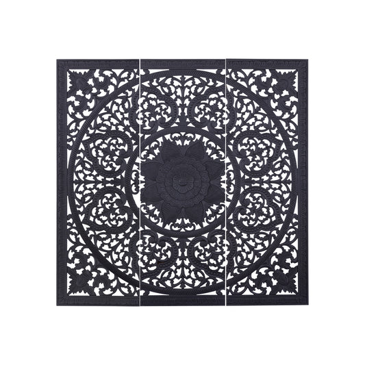 Sina Black mango wood wallpanel square carved L to Only.
