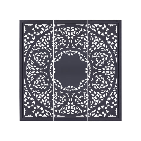 Sina Black mango wood wallpanel square carved L to Only.
