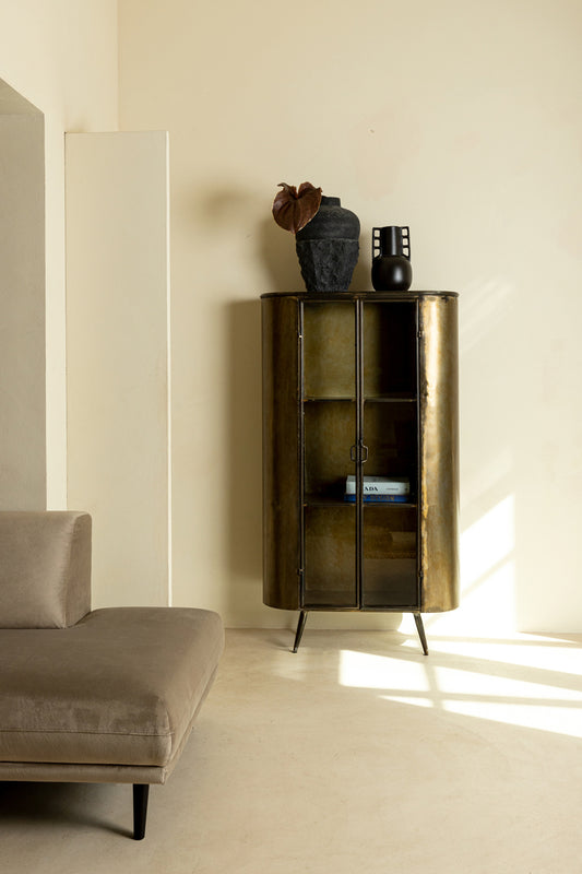 PTMD Spacer brass iron glass door cabinet tall