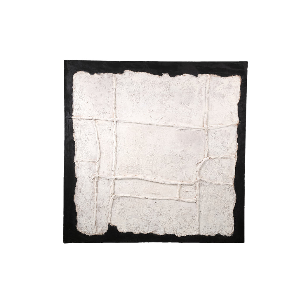 Líneas abstractas del panel de pared de lienzo blanco de Suyen