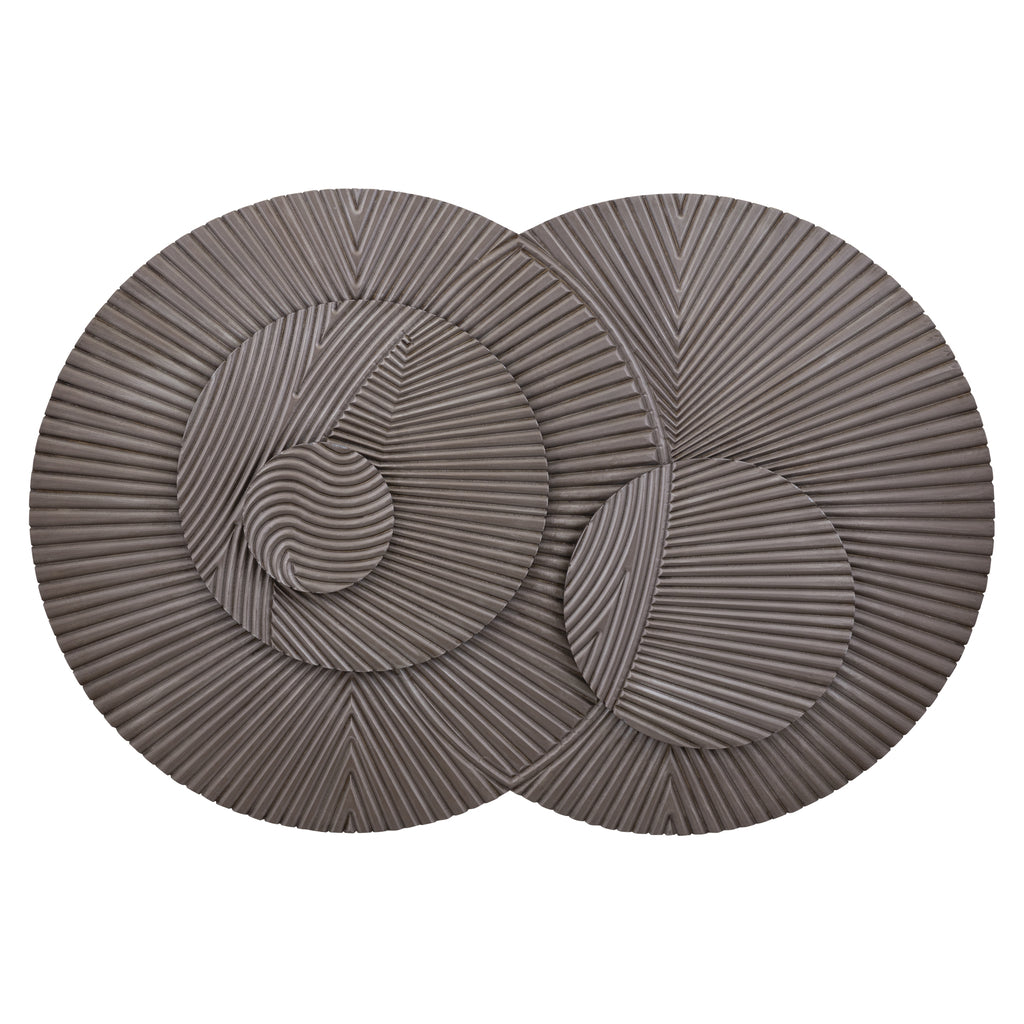 Thikra Brown double circles mdf wall panel carved to  Only.