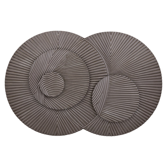 Thikra Brown double circles mdf wall panel carved to  Only.