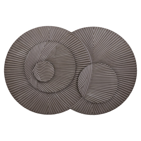 Thikra Brown double circles mdf wall panel carved to  Only.