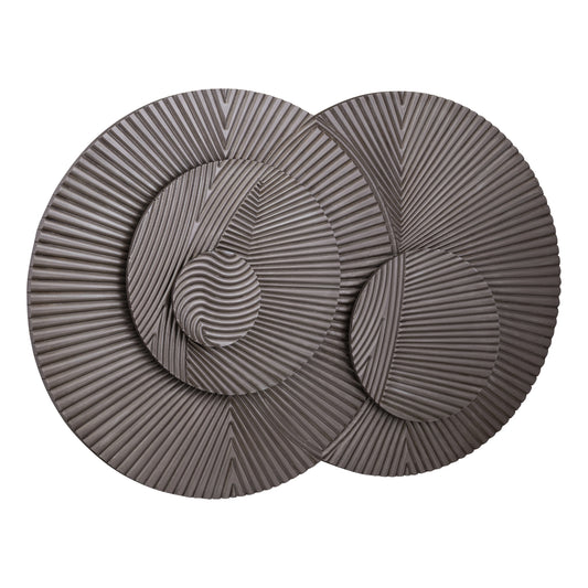 Thikra Brown double circles mdf wall panel carved to  Only.