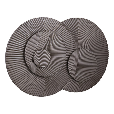 Thikra Brown double circles mdf wall panel carved to  Only.