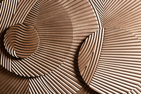 Thikra Brown double circles mdf wall panel carved to  Only.