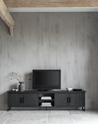 Supporto TV Beam n.2 grande, 4 porte, 2 ripiani aperti NERO