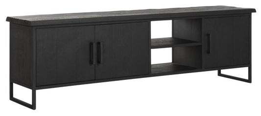 Meuble TV Beam No.2 de taille moyenne, 3 portes, 2 étagères ouvertes NOIR