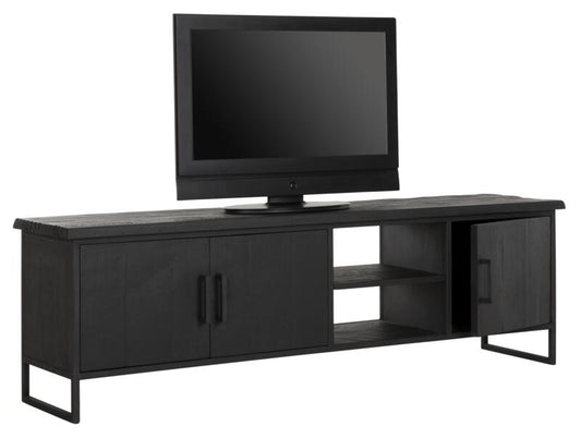 Meuble TV Beam No.2 de taille moyenne, 3 portes, 2 étagères ouvertes NOIR