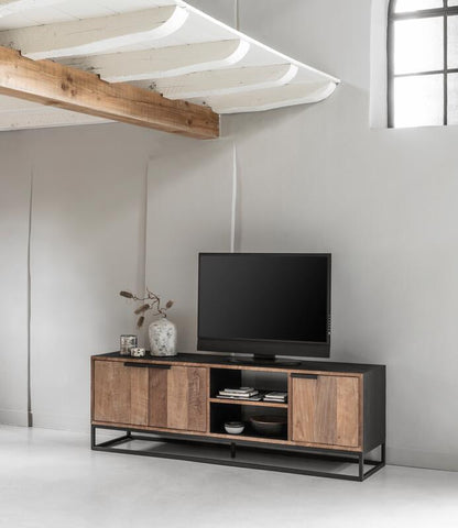 Mueble de televisión Cosmo No.2 mediano, 3 puertas, 2 estantes abiertos