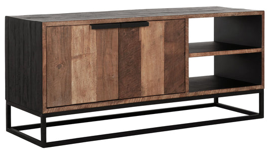 Mueble de televisión Cosmo No.2 pequeño, 2 puertas, 2 estantes abiertos.
