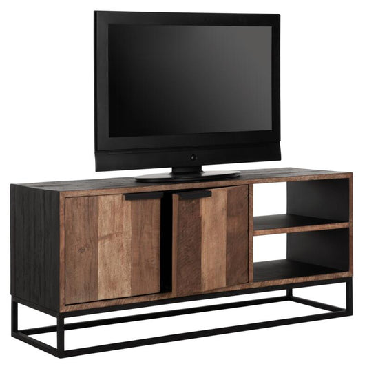 Mueble de televisión Cosmo No.2 pequeño, 2 puertas, 2 estantes abiertos.