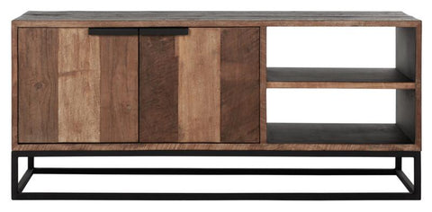 Mueble de televisión Cosmo No.2 pequeño, 2 puertas, 2 estantes abiertos.