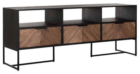 Soporte de TV Criss Cross mediano, 3 cajones, 3 estantes abiertos