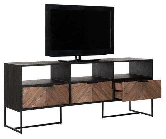 Soporte de TV Criss Cross mediano, 3 cajones, 3 estantes abiertos