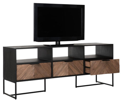 Soporte de TV Criss Cross mediano, 3 cajones, 3 estantes abiertos