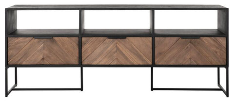 Soporte de TV Criss Cross mediano, 3 cajones, 3 estantes abiertos