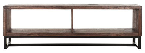 Soporte de TV de madera mediana, 2 estantes abiertos.