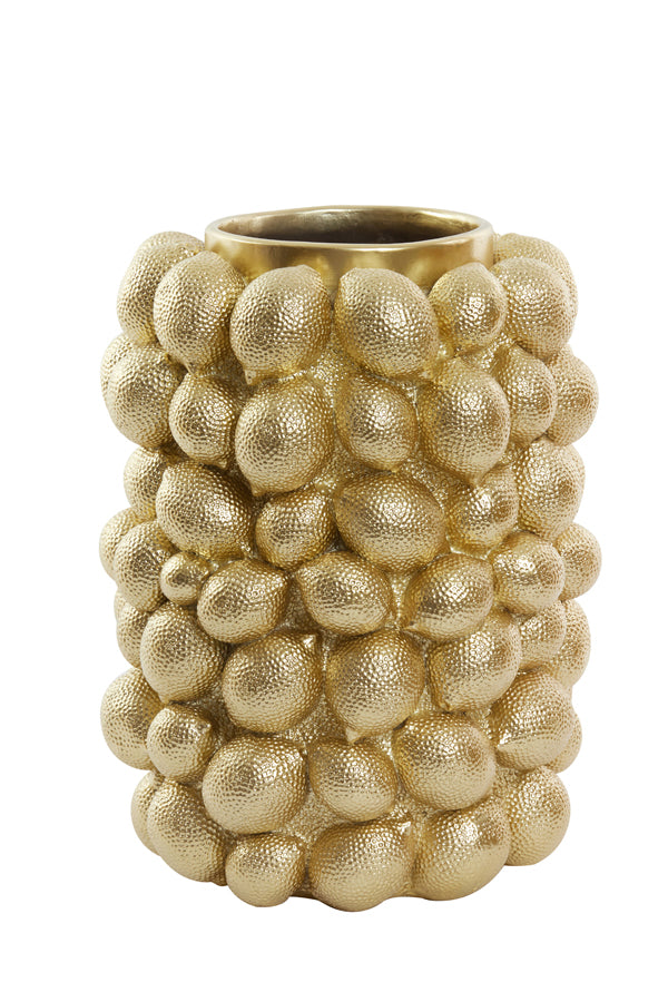 Vaas deco Ø31x41 cm LEMON goud translates to Vase deco Ø31x41 cm LEMON gold.