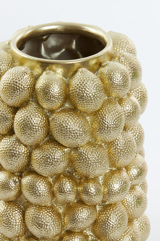 Vaas deco Ø31x41 cm LEMON goud translates to Vase deco Ø31x41 cm LEMON gold.