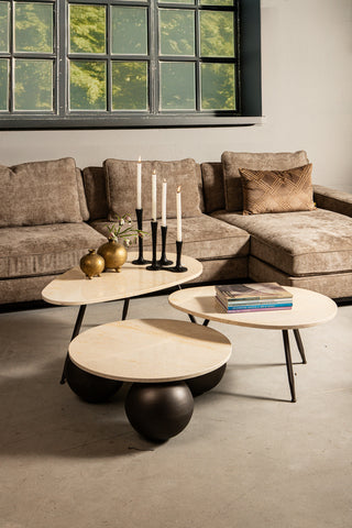 Veria set of 2 koffietafels beige marmer naar Only.