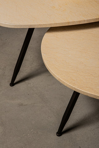 Veria set of 2 koffietafels beige marmer naar Only.